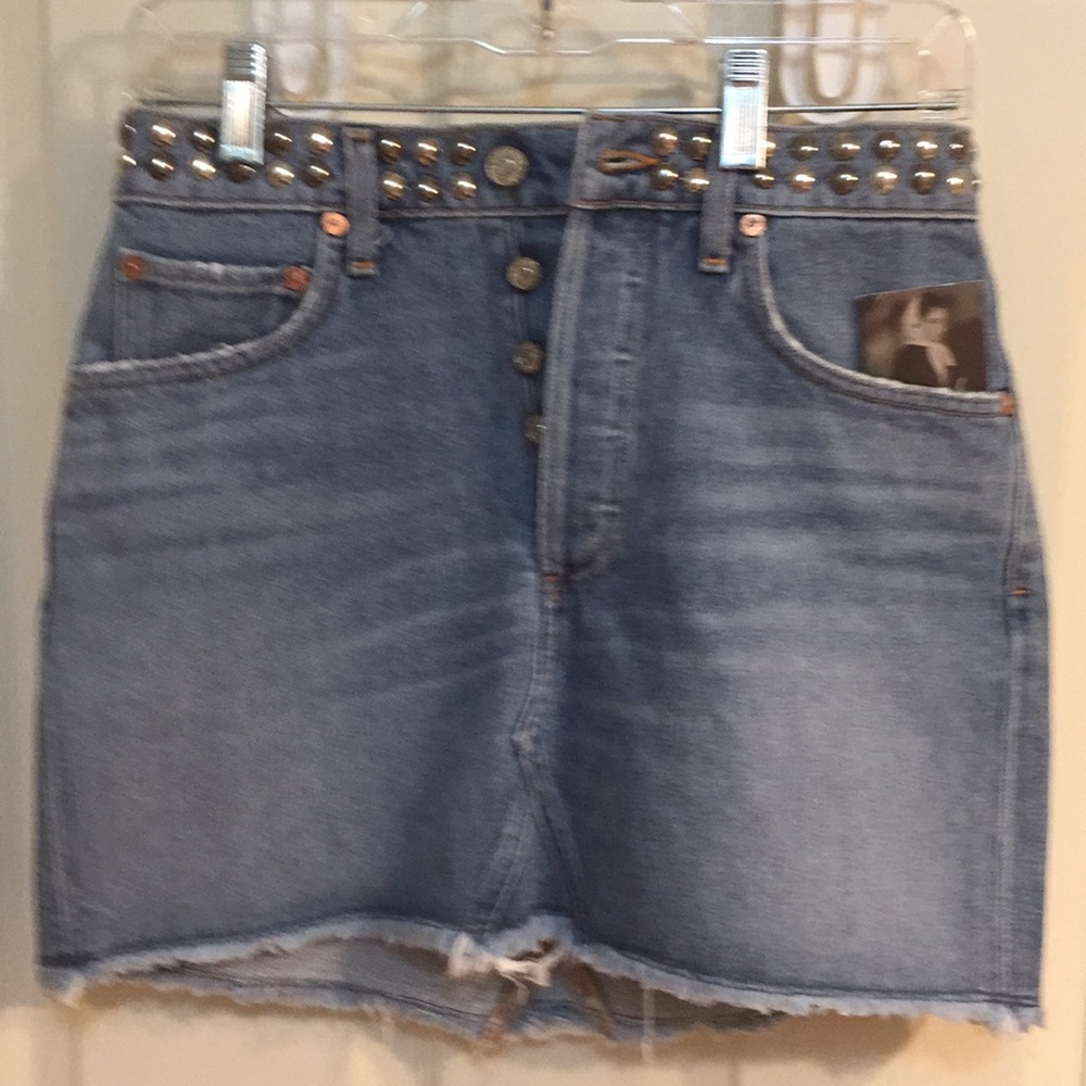 AG Gold denim skirt sz 27 studded devotee NWT